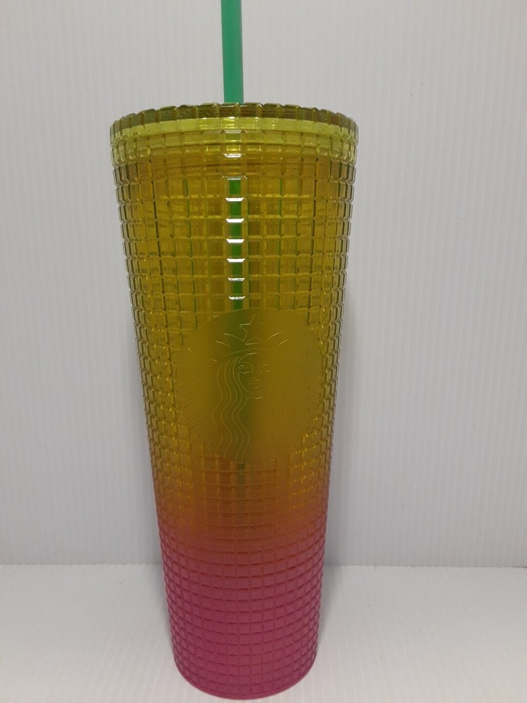 Starbucks Lemon Prism Spray Pink Gradient Ombre Summer 2022 Venti Tumbler 24 oz.