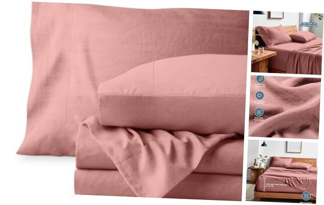 Ultra Soft Washed Microfiber 4 Piece Sheet Set, Linen King 01 - Dusty Rose