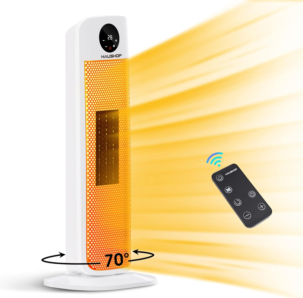 1500W Tower Space Heater, 1-24H Timer Digital Ceramic Heater with Touch& Remote