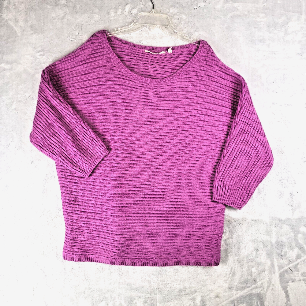 Soft Surroundings Womens Large Purple Ribbed Knit Pullover Sweater Casual