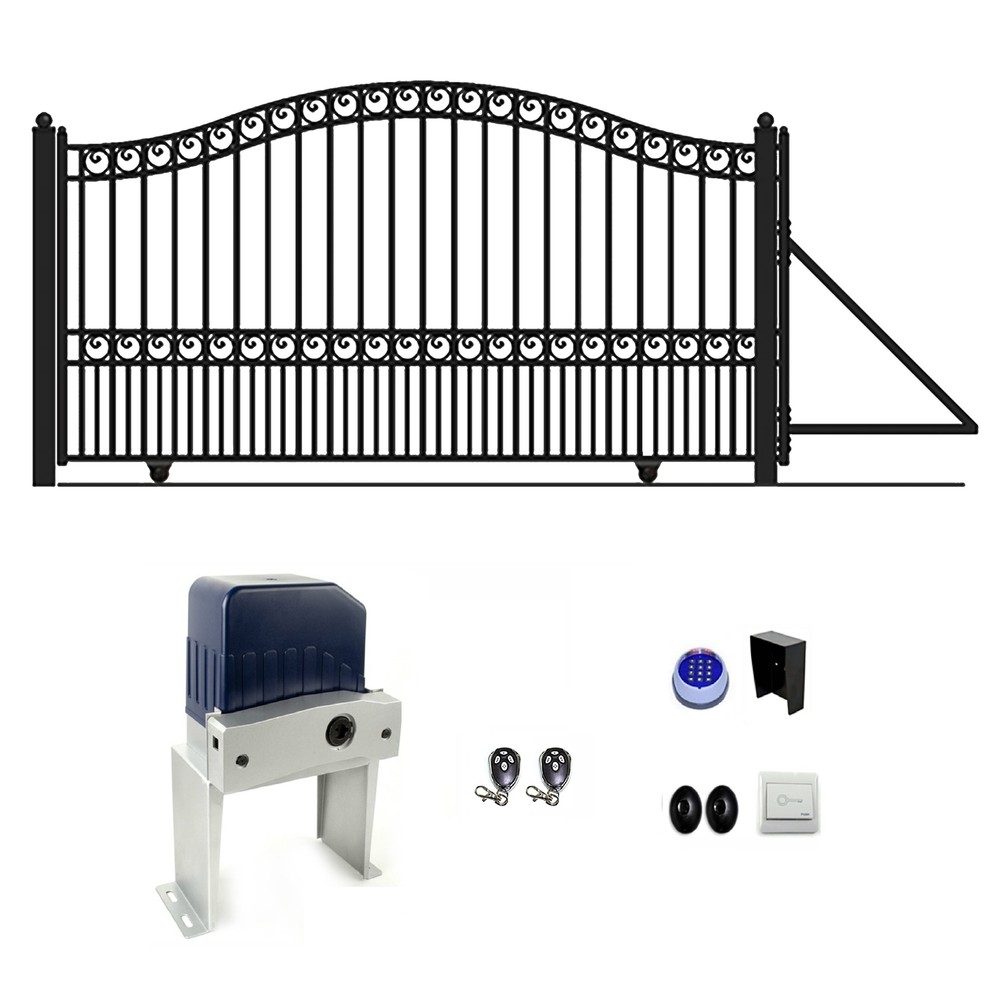 ALEKO Automated Yard Steel Sliding 14' Driveway Gate Paris Style with Opener-image
