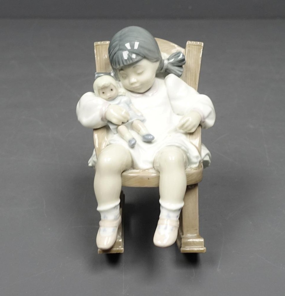 Lladro 5448 Naptime Girl Sleeping in Rocking Chair 4 Inch Glossy Porcelain Figurine