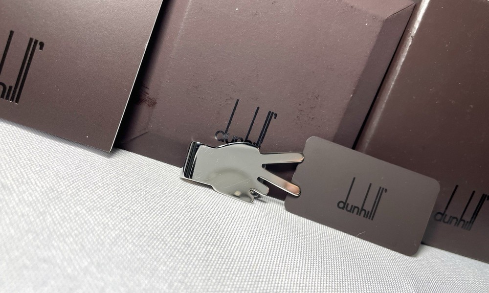 Dunhill Sterling Silver Tie Clip Pin Bar with Money Clip SV925