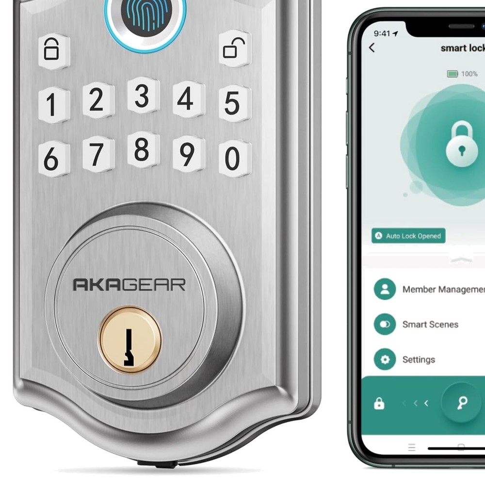Keyless Fingerprint Smart Door Lock with Bluetooth in Satin Nickel Finish