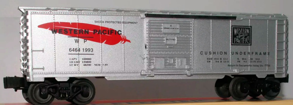LIONEL 6-52009 O-GAUGE WESTERN PACIFIC SILVER BOX CAR RTR OVP 1993 T.T.O.S. SACR