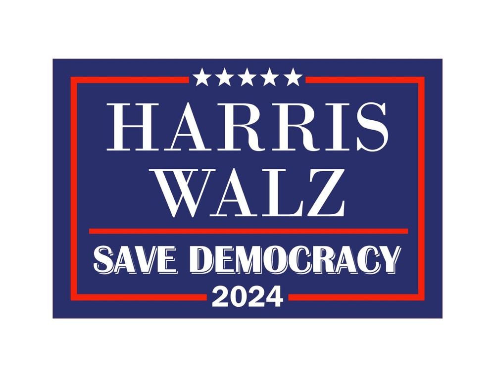 Harris Walz Yard Home Law Sign Kamala Harris Walz 2024 Double-sided 12''x18''
