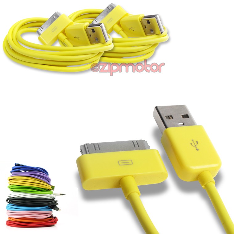 2X 10FT Yellow 30-Pin USB Sync Charger Cable for iPhone 4S iPod Touch iPad