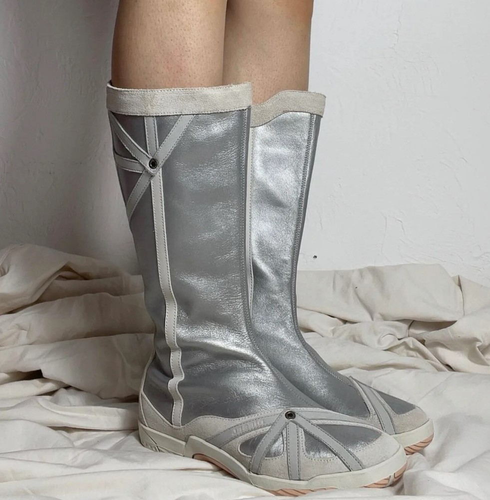 Diesel Vintage Tall Boots - Suede/Silver Solid Side Zip, Size 7 M