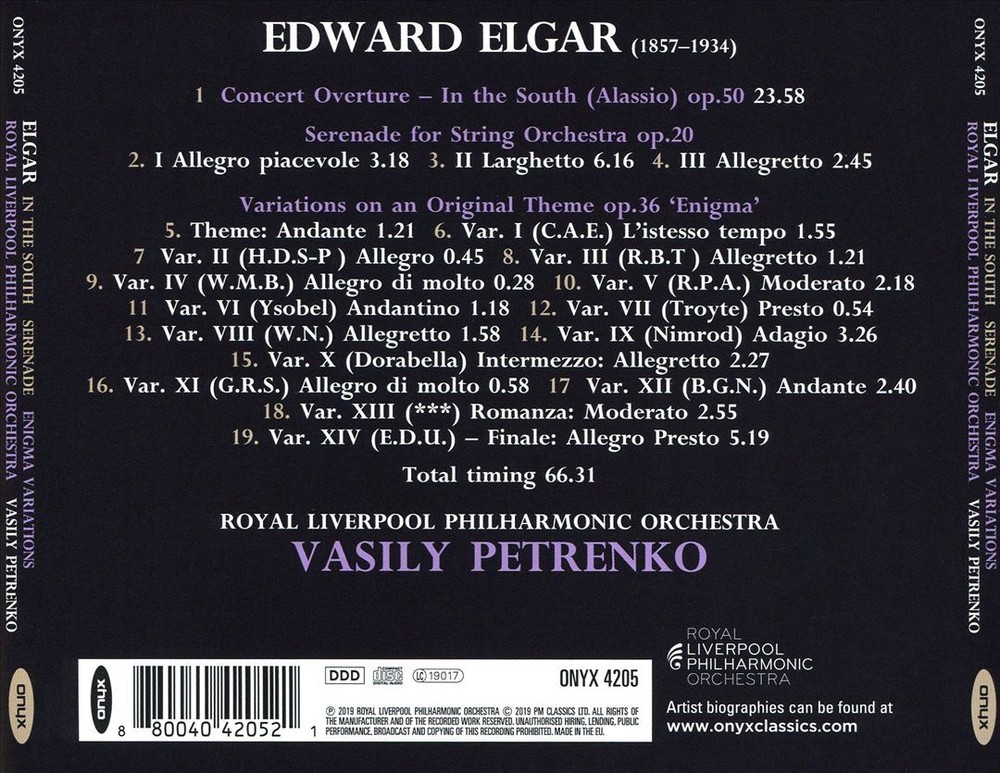 ROYAL LIVERPOOL PHILHARMONIC ORCHESTRA / VASILY PETRENKO ELGAR: ENIGMA VARIATION