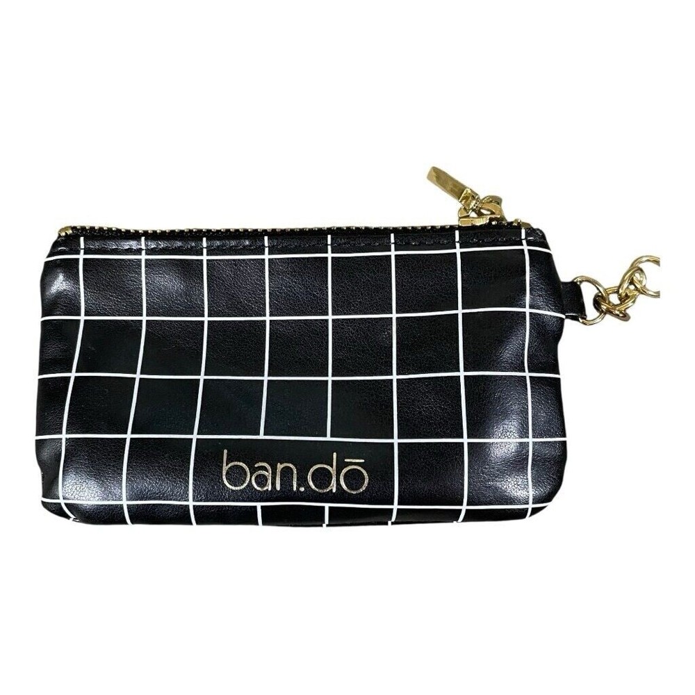 Ban.do Black Grid Coin Purse with Gold Interior and Keychain Card Holder