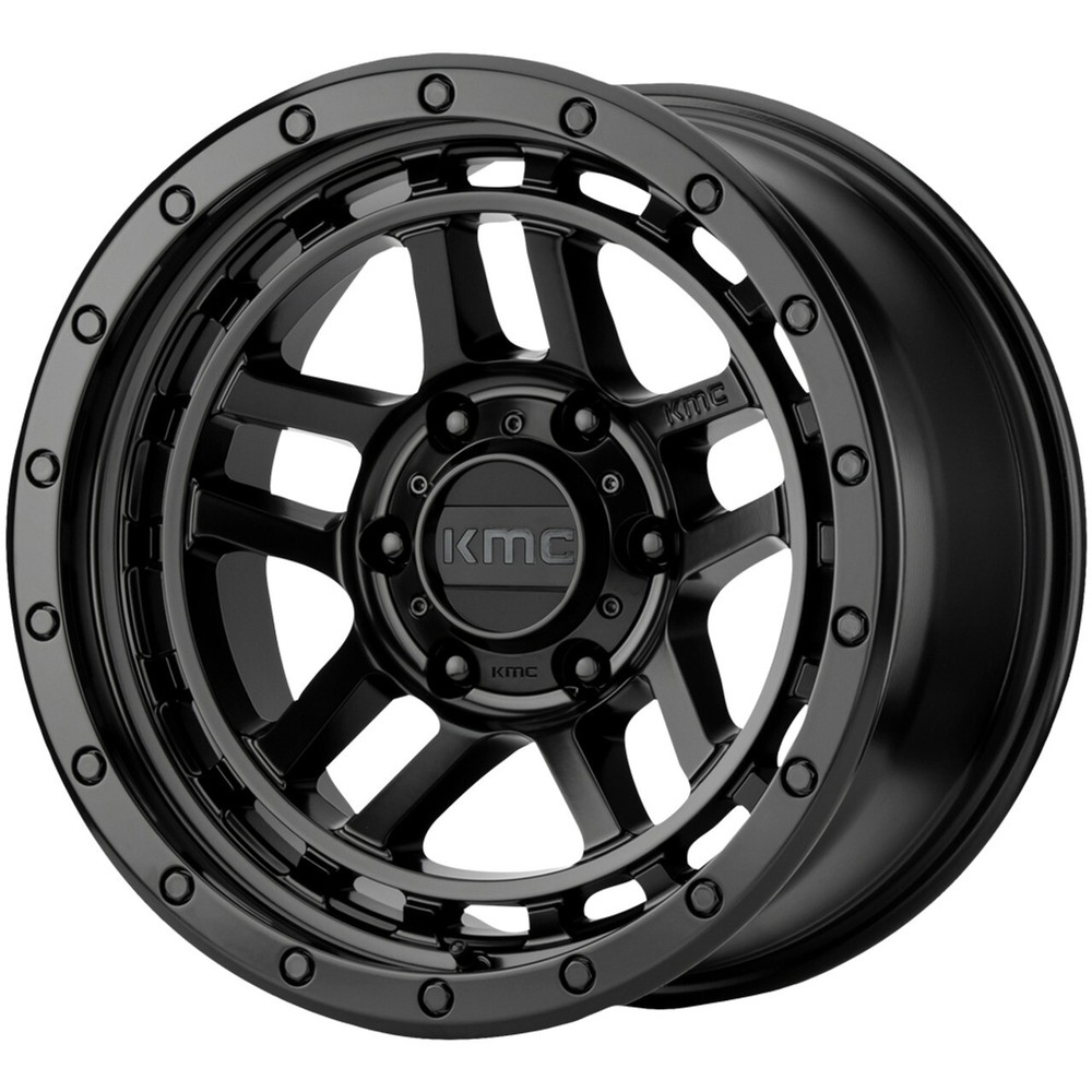 18x8.5 +18 KMC KM540 Recon 6x4.5 Satin Black Wheels (Set of 4)