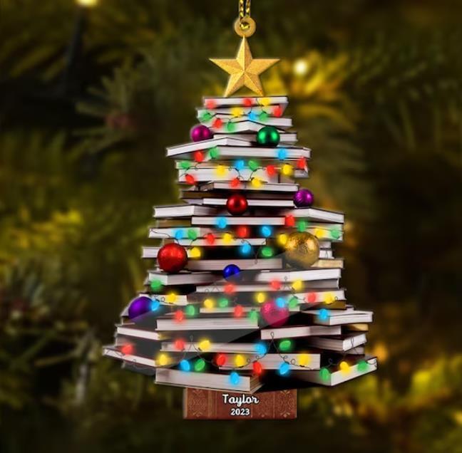 Personalized Christmas Book Tree Ornament Book Lover Christmas Ornament