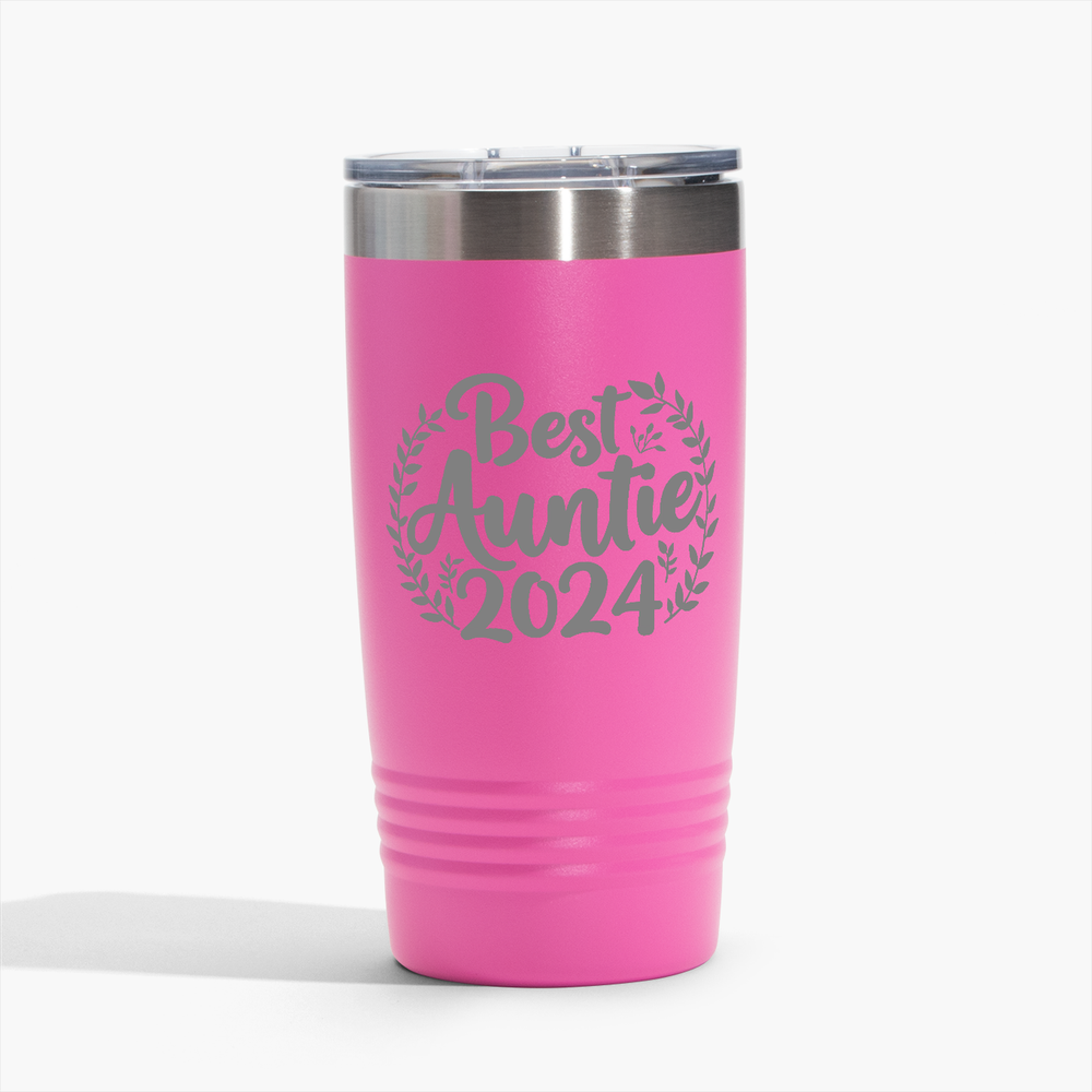 Best Auntie 2024 Pink 20oz Tumbler - Perfect for Gifts! Free Shipping!