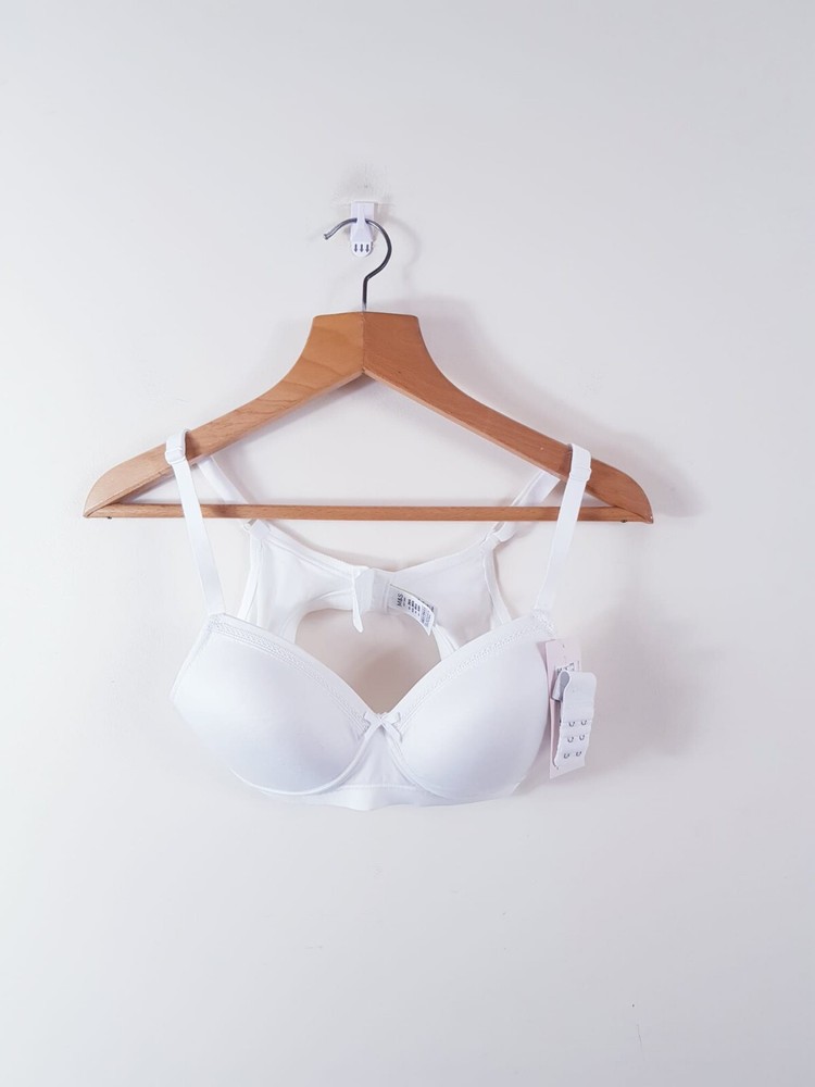 M&S Full Cup Bra White 36A Underwired  Lace Covered Moulded Cups