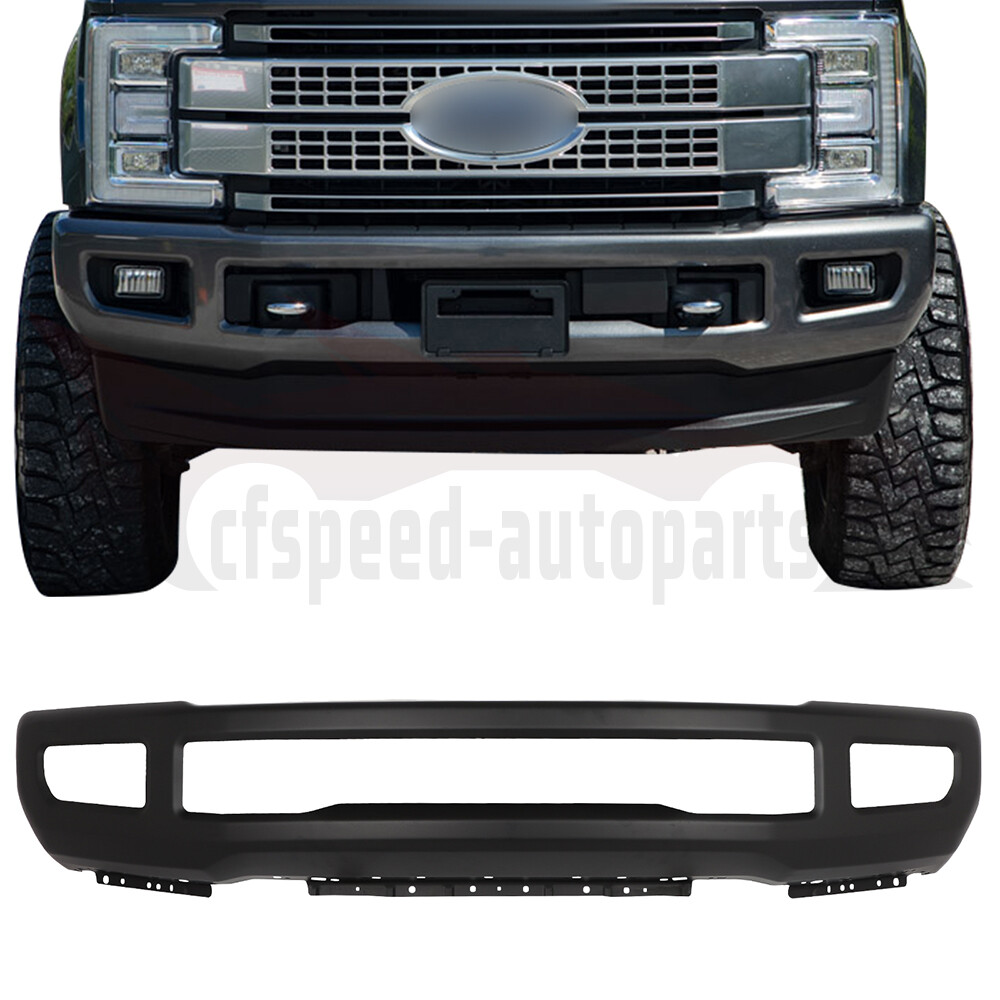 Black For 17-19 Ford F-250 F-350 Super Duty W/Fog Lamps Holes Front Bumper Steel