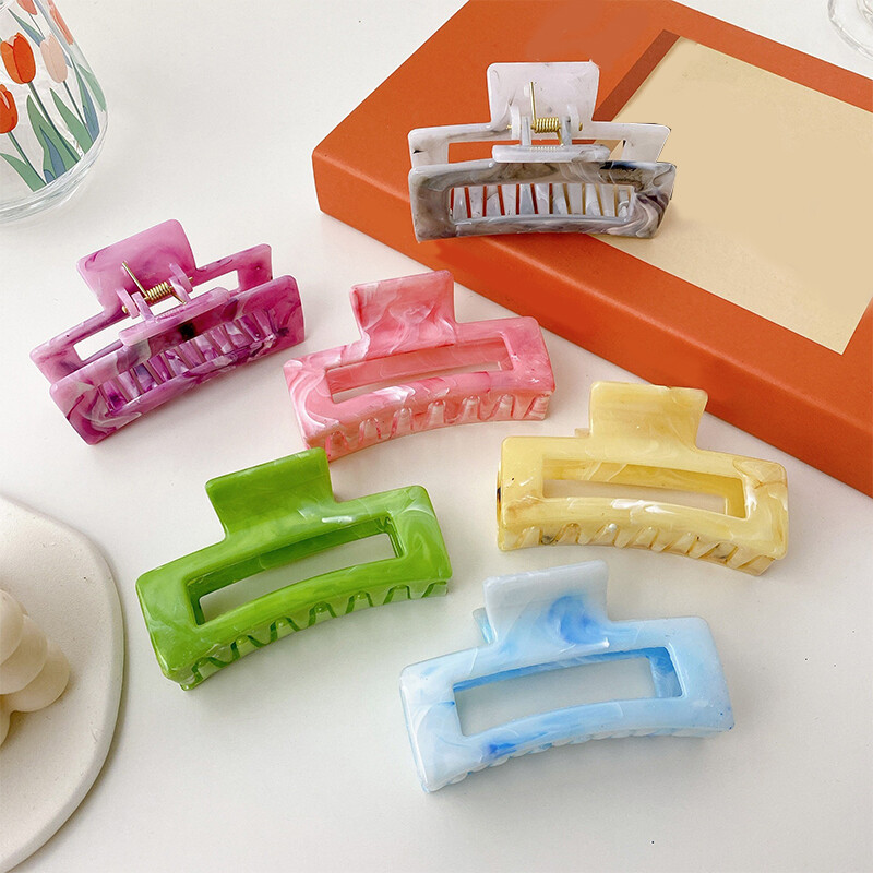 Colored Marble Hair Claw Geometric Hair Clamp Grab Clip Hair Accessories