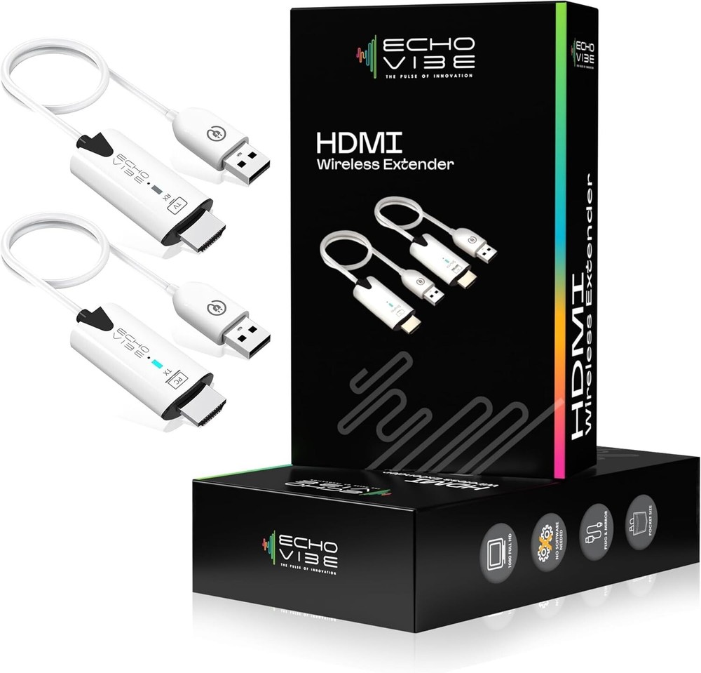 1080p Wireless HDMI Transmitter & Receiver Extender Kit, Plug & Play, 98FT Range