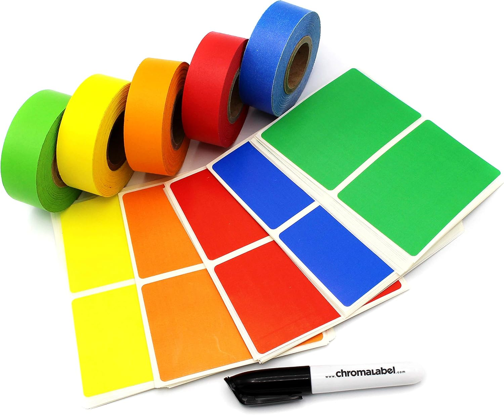 Moving Labels Kit Color Code Tape & Label Pack, 150 Labels, 5 Rolls of Clean-Rem