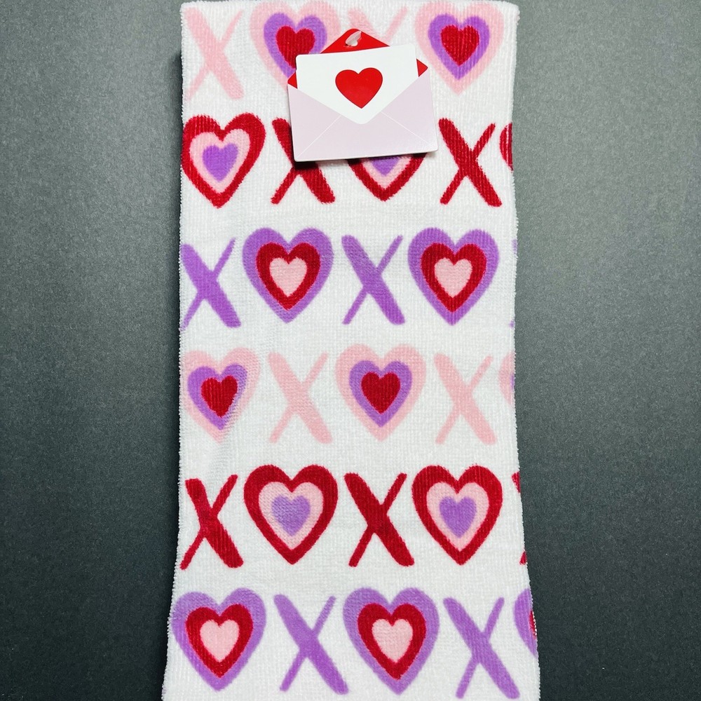 Valentine's Day 2-Pack Multicolor Heart XOXO Kitchen Hand Towels for Anniversary