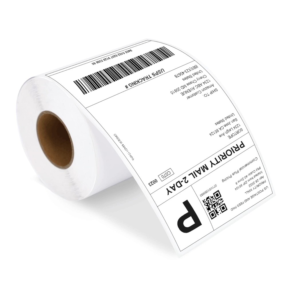 4x6 Direct Thermal Labels 220/Roll Strong Adhesive Perforated Easy Peel