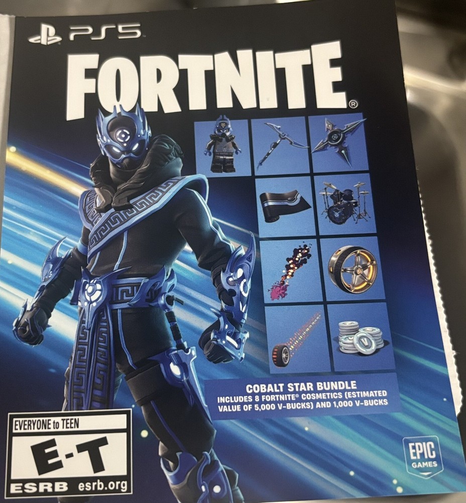 Fortnite Cobalt Star Bundle- 8 Cosmedics And 1,000 V-Bucks (UNSCRATCHED)