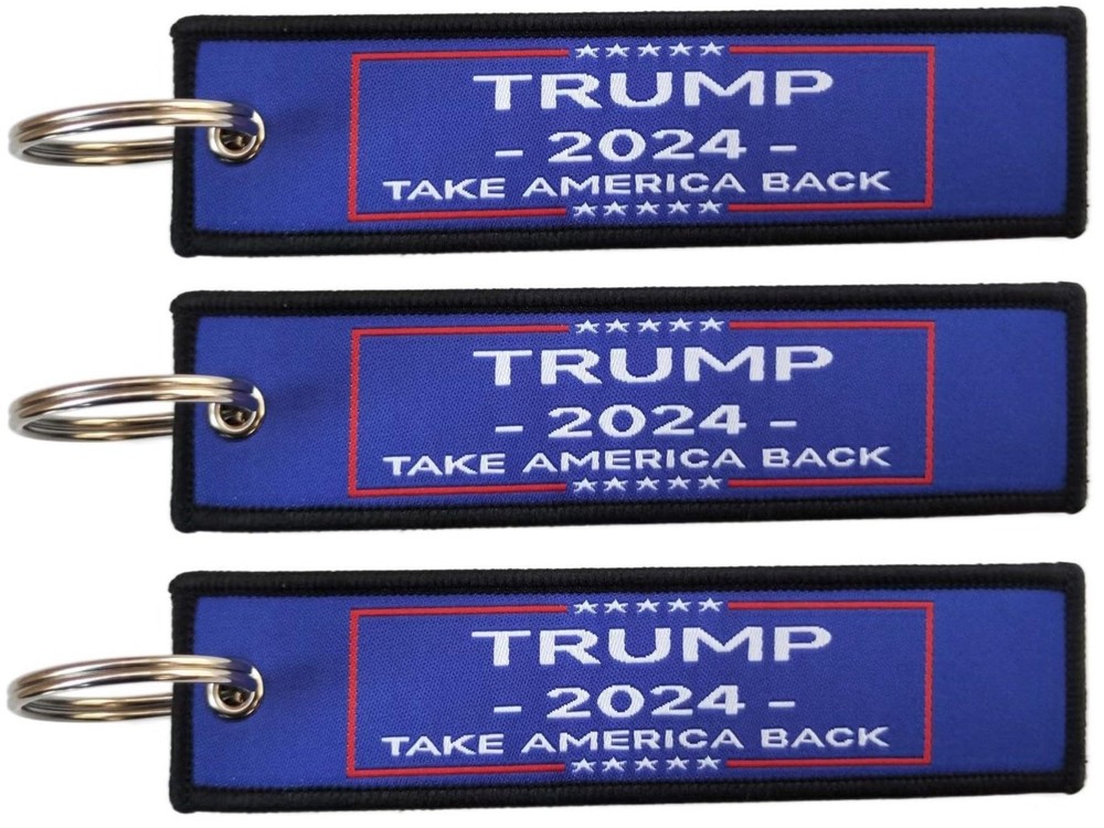 Trump 2024 Flag Keychain Tag with Key Ring (3 Pack)