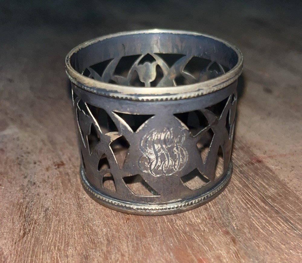 Antique English Sterling Silver Monogrammed Napkin Ring JSB