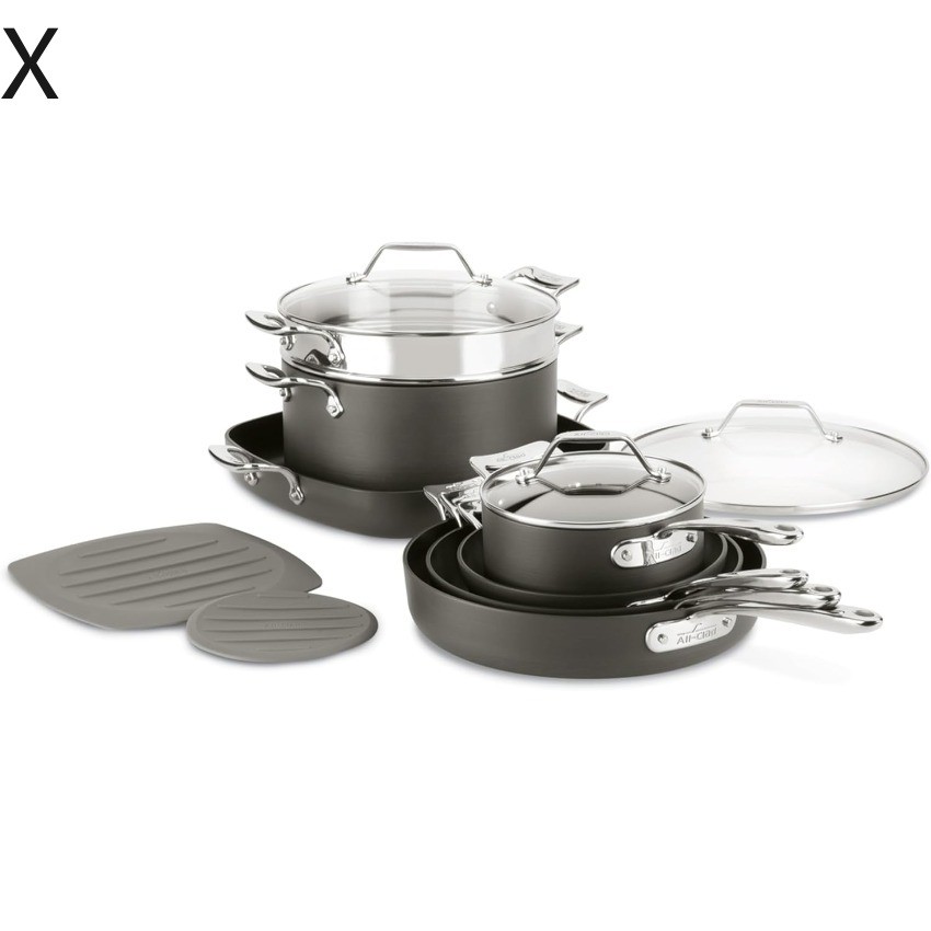 All-Clad Hard Anodized Nonstick Cookware Set, 12 piece Set X