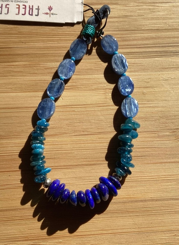 Peyote Bird Designs Kyanite-Lapis-Apatite Shades of Blue Artisan Stone Bracelet