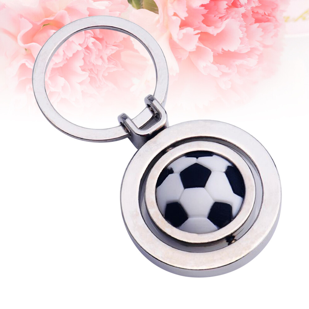 Rotating Football Keychain Metal Cool Charm Car Keyring Creative Gift