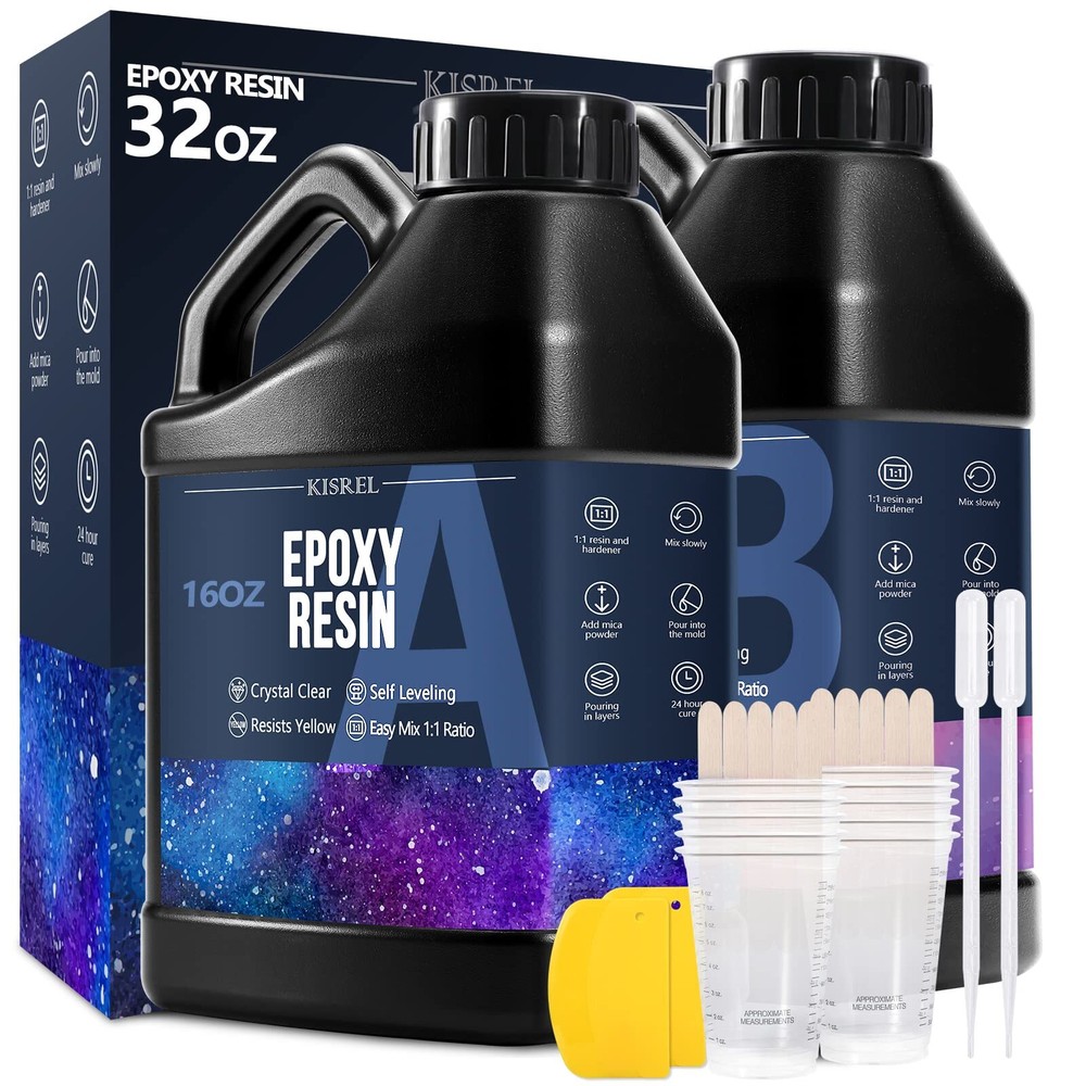 Crystal Clear 32oz Epoxy Resin Kit Non-Yellowing Bubble-Free for DIY Crafts