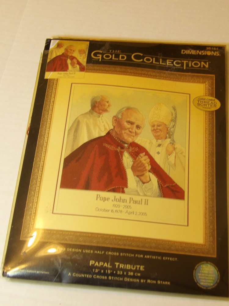 Papal Tribute John Paul II Cross Stitch Kit Gold Collection by Dimensions-image