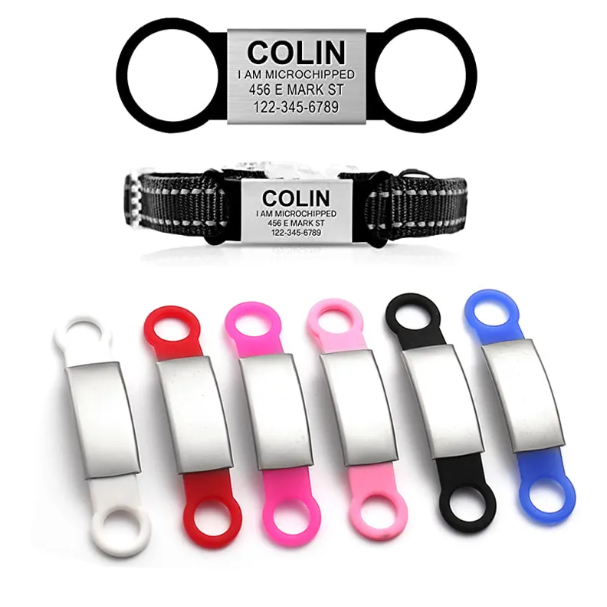 Personalized Slide-On Pet ID Tag for Dogs Cats with Name and Contact Info-image