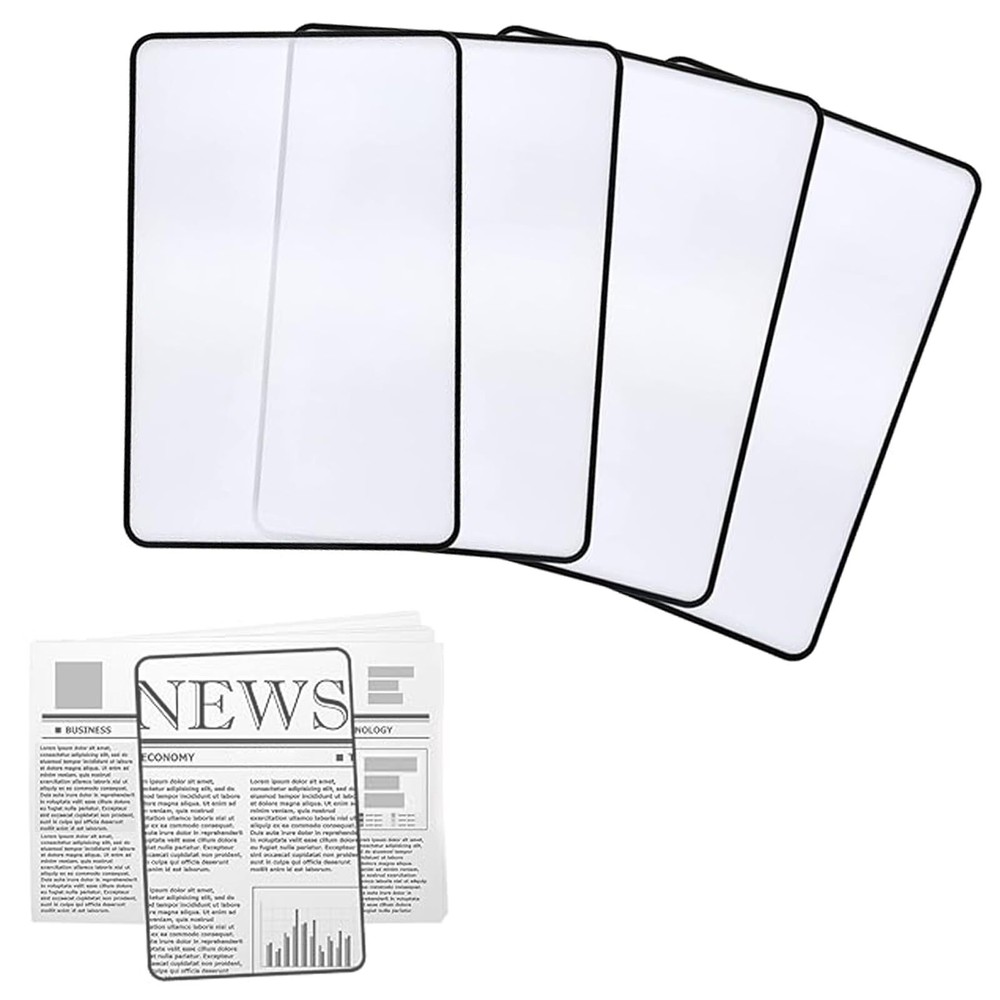 4 Pcs Page Magnifying Sheet-3X Lightweight Flat Optical Plastic Lens,Bookmark