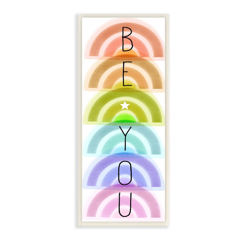 Stupell Be You Kids Motivational Typography Stacked Rainbows Design 7x17 Inch Wall Art