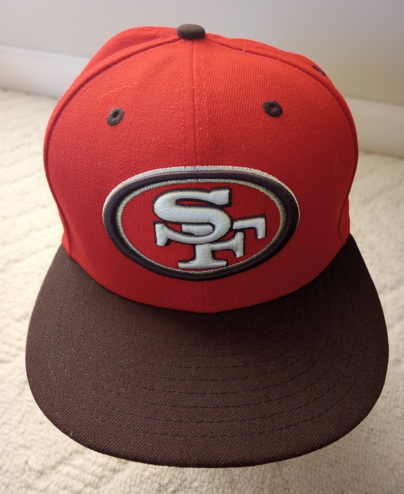 SF 49ers Hat Cap Snapback Red Black Logo NFL Football 59 Fifty New Era 7 1/4