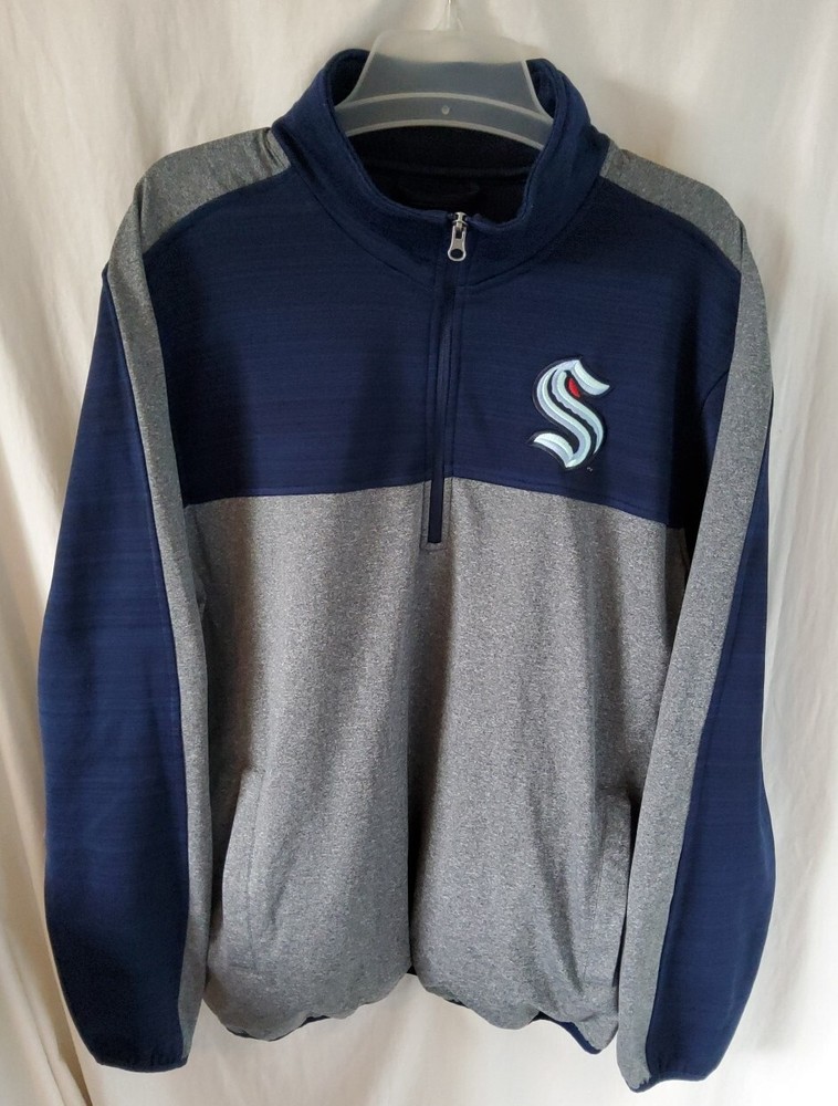 NHL G I I I Sports By Carl Banks Seattle Kraken Half Zip Long Sleeve Pull over