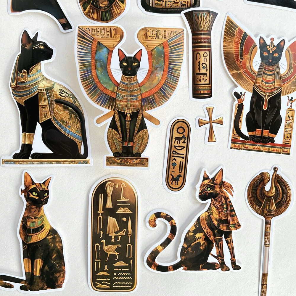 Egyptian Cat God Stickers Scrapbooking Travel Junk Journaling Collage Cards