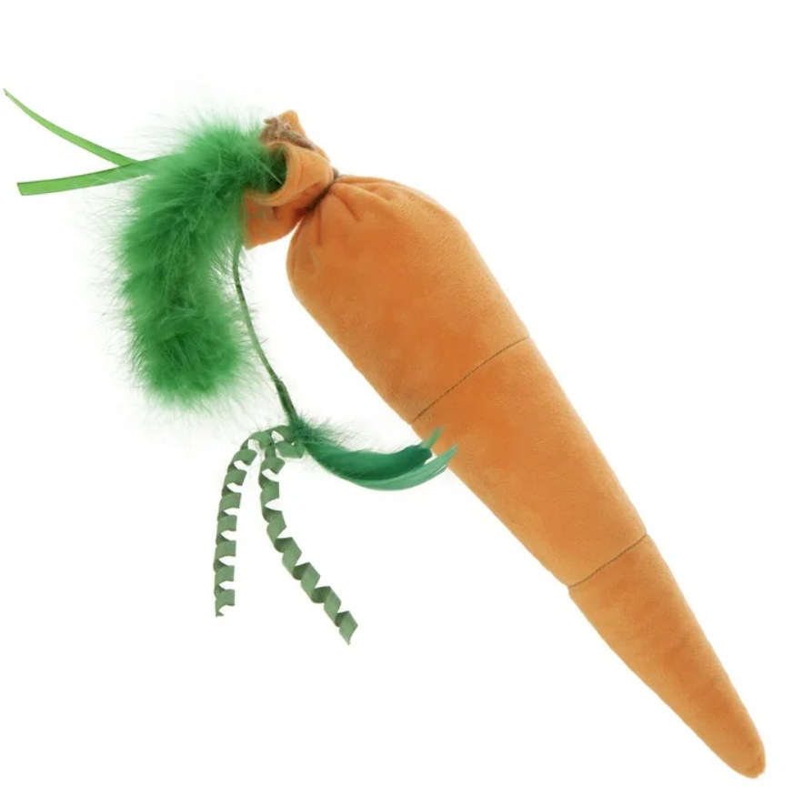 Giant Carrot Soft Plush Crinkle Kicker Cat Toy with Catnip Packed Large