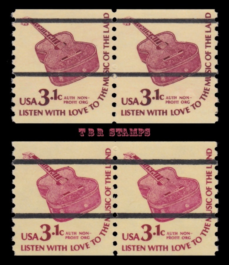 1613a 1613v Guitar 3.1 Color Set Bureau Precancel Americana 2 Pairs MNH -Buy Now-image