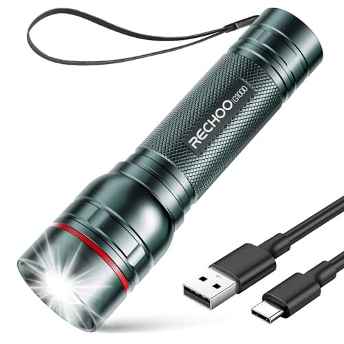 Rechargeable Flashlights High Lumens, G1000 Super Bright Flash Light Grey,