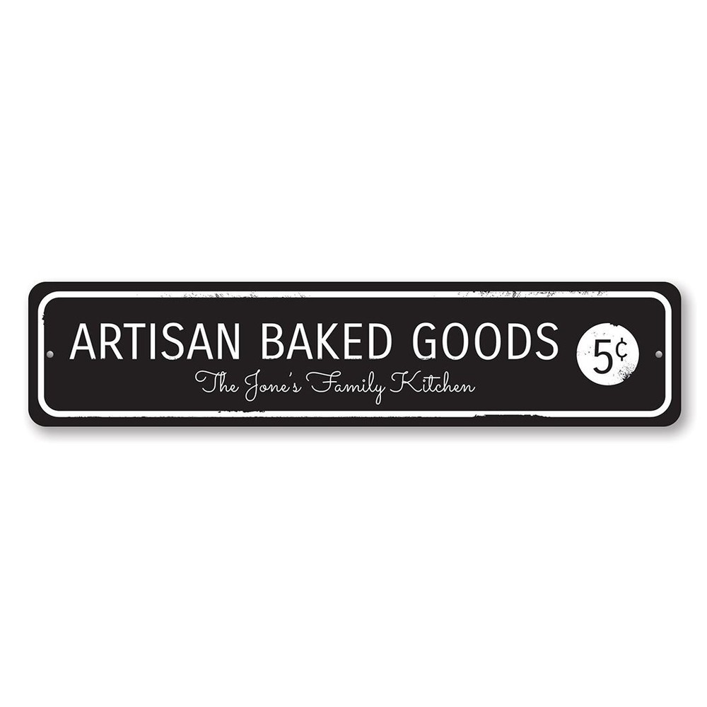 Artisan Baked Goods Sign, Personalized 5 Cents Family Name Metal Decor Sign