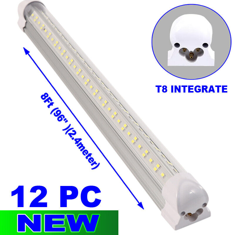 12/Pack 8ft LED Tube Light 144W LED Shop Warehouse Light Fixture Garage Light