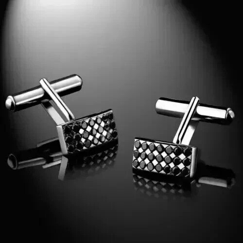 2Ct Round Lab Created Black Diamond Men's Wedding Cufflink 14K White Gold Plated