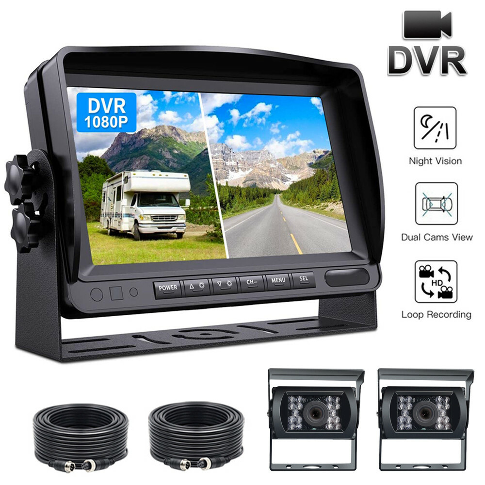 7-Inch Split Monitor Dual Backup Camera DVR System for Trucks RVs