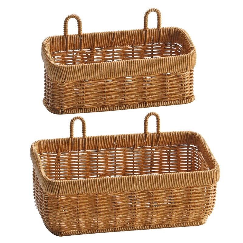 Woven Kitchen Storage Basket Wall Hanging for Vegetables Garlic