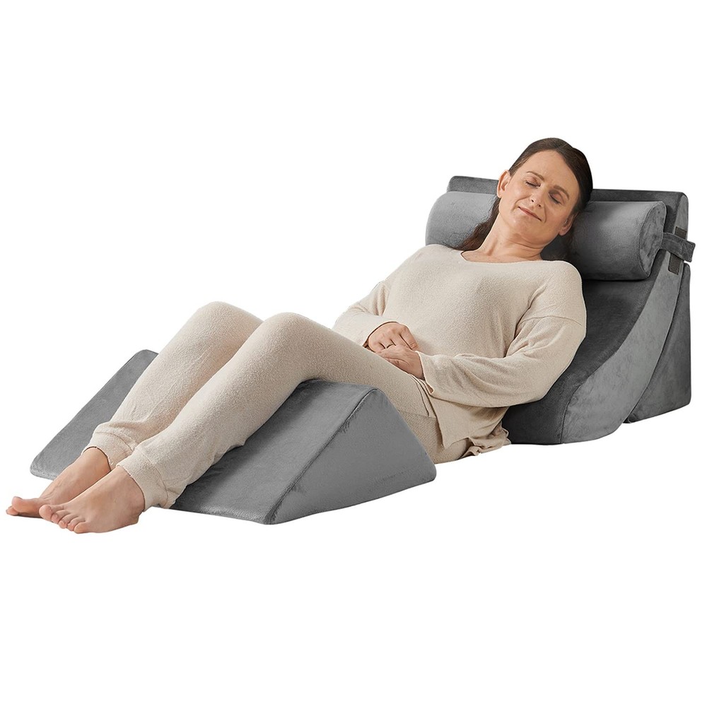 4PCS Orthopedic Bed Wedge Pillow Set for Back Neck Leg Pain Relief Post Surgery Support Foam Cushion