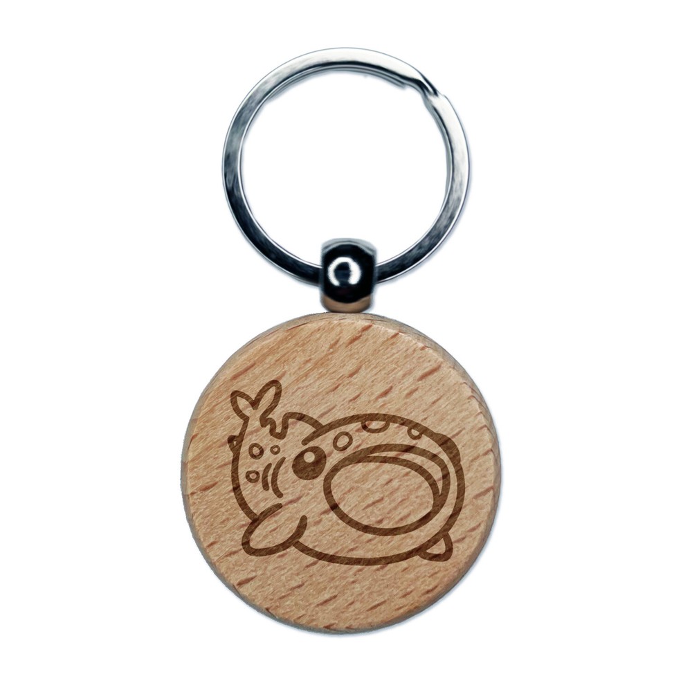 Fascinating Whale Shark with Open Mouth Engraved Wood Round Keychain Tag Charm