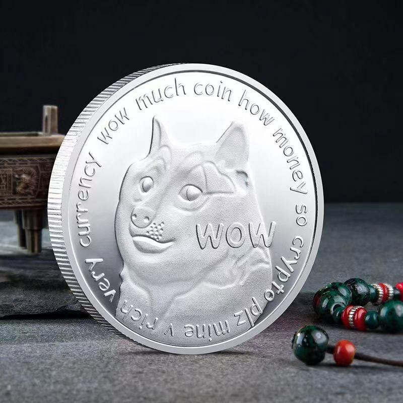 Doge Coin Dogecoin Cryptocurrency Crypto Currency | Silver Plated Coin-image
