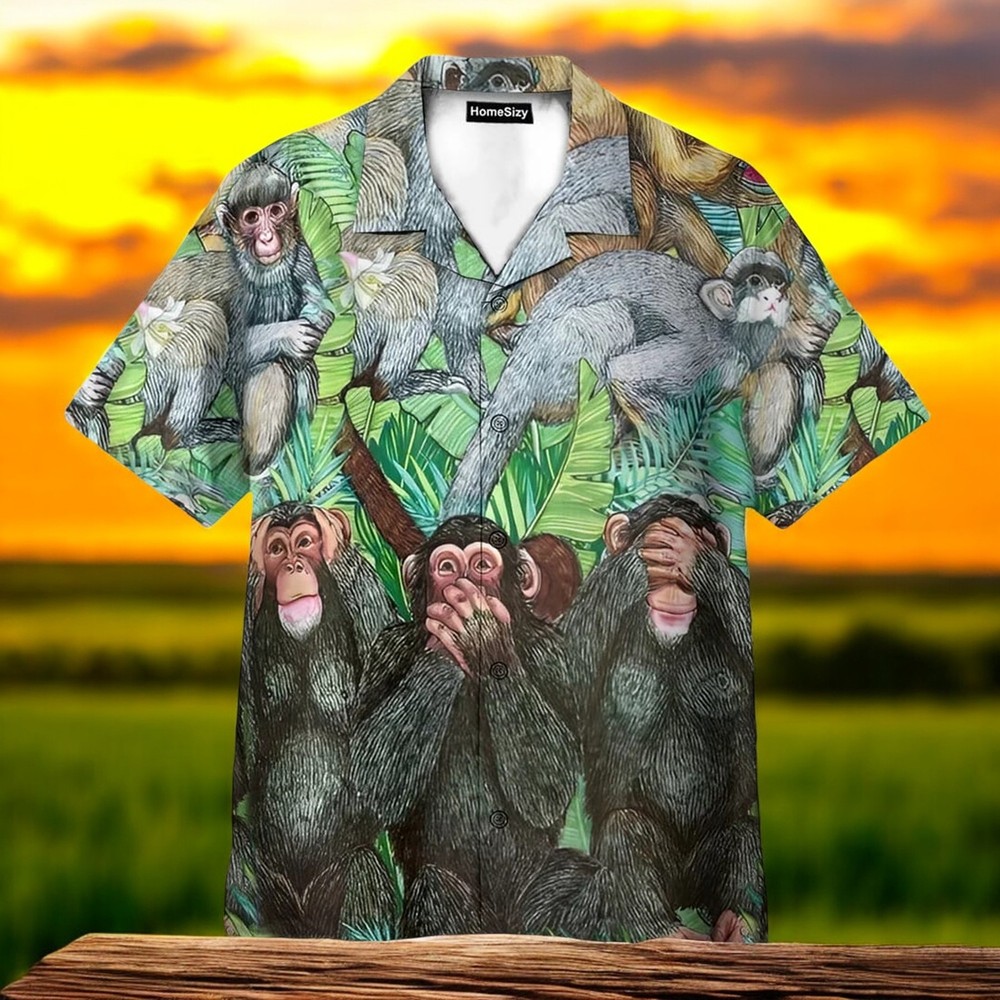 Monkey Tropical Hawaiian Shirt with Vibrant Island Pattern for Men and Women